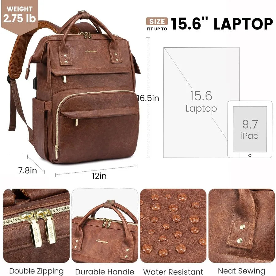 Lusso Leather Laptop Backpack 15.6"