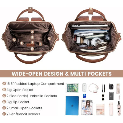 Lusso Leather Laptop Backpack 15.6"